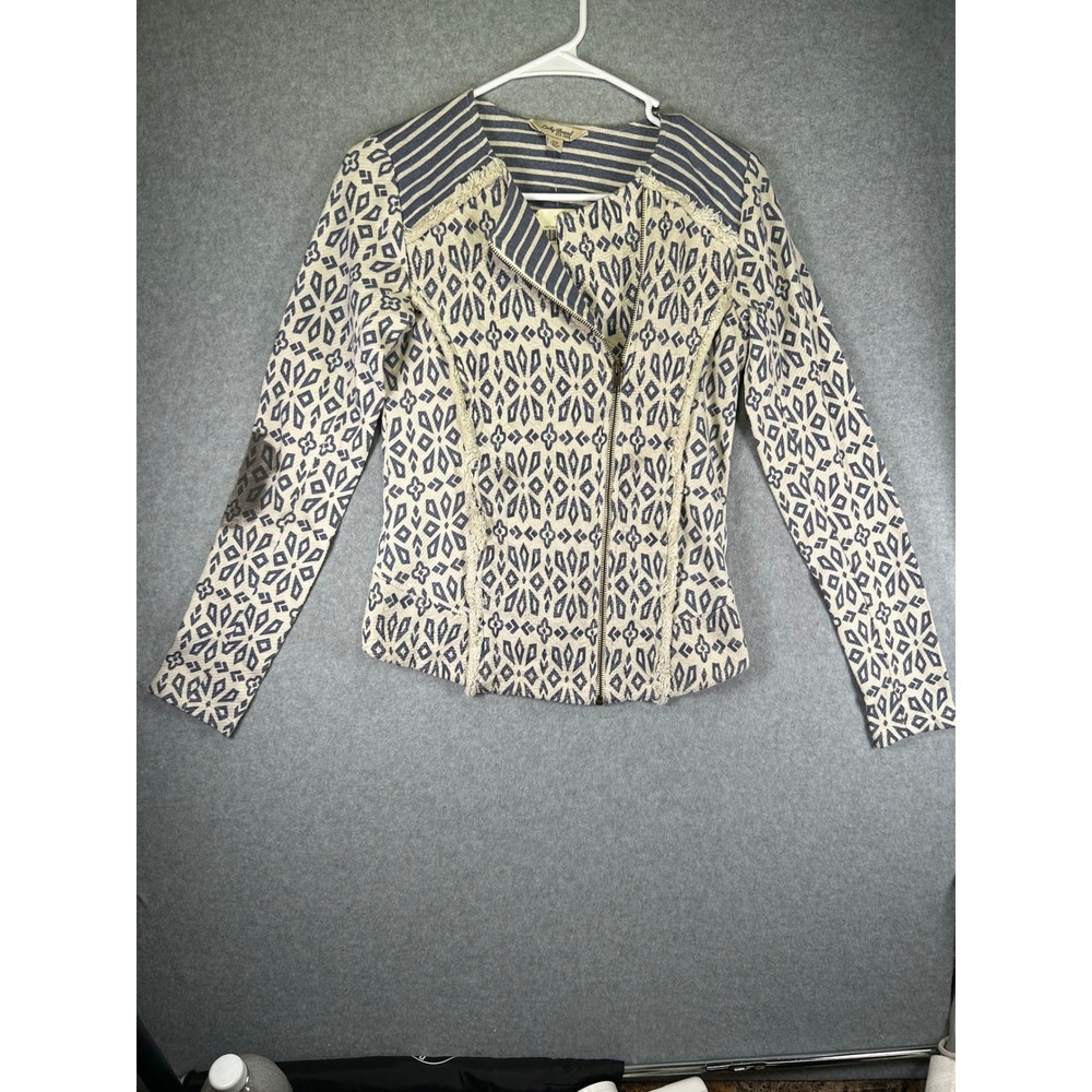 Lucky Brand Jacket Womens XS NWT Geometric Ikat Moto Cotton Zip 7W71668
